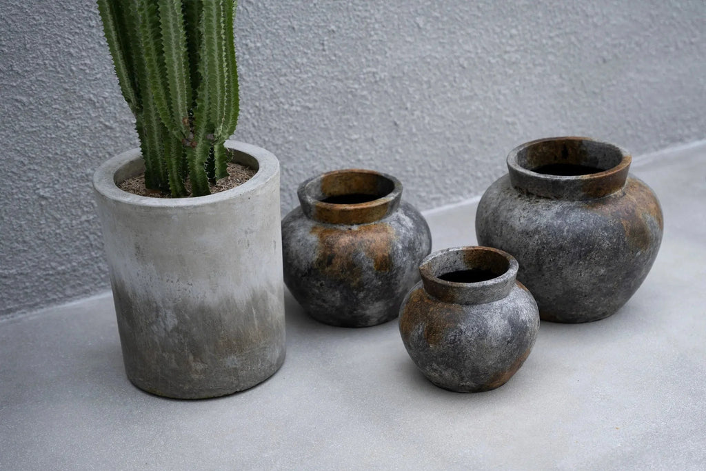 Vase décoratif en terre cuite gris antique – H23 cm