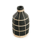 Vase décoratif en terre cuite et rotin noir 24 cm