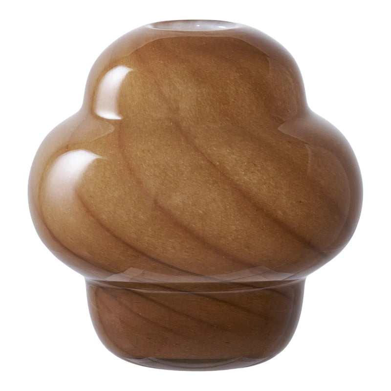 Vase décoratif en verre ambré soufflé forme champignon – H17 cm