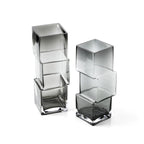 Vases en verre fumé gris à cubes empilés dégradé clair à foncé, H27 cm