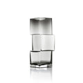 Vase en verre recyclé gris fumé cubique, H30 cm, design minimaliste empilé