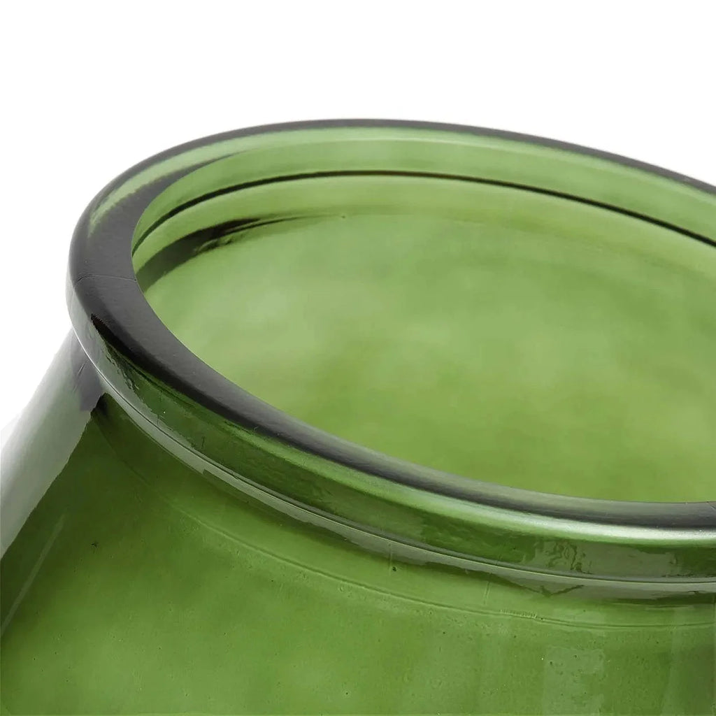 Vase décoratif en verre recyclé vert ombré H35 cm à courbes lisses