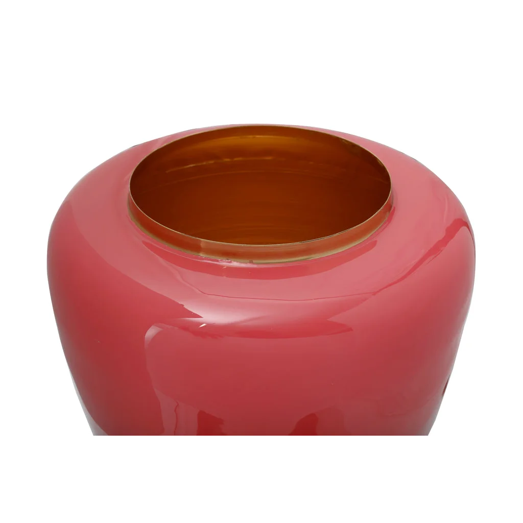 Vase Artisse 100 Coral Gold en verre glossy, large-mouture, intérieur doré