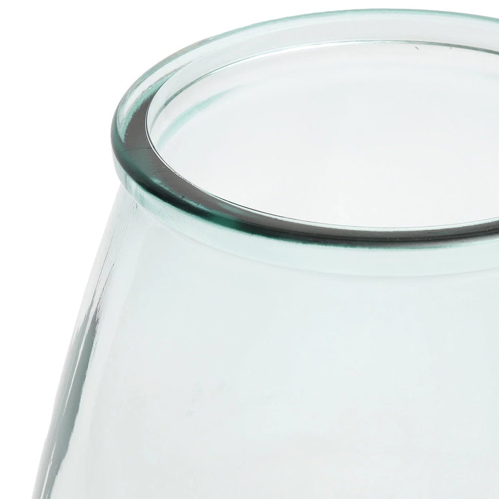Vase ovale en verre recyclé transparent bleu – H23 cm