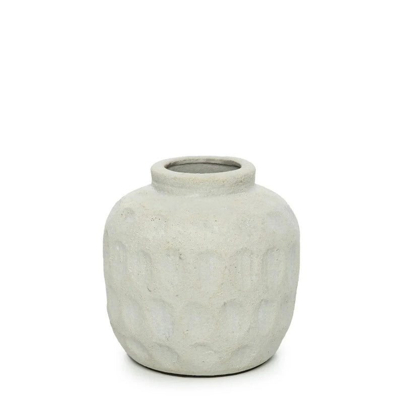 Vase rond en terre cuite effet béton gris – Ø14 cm