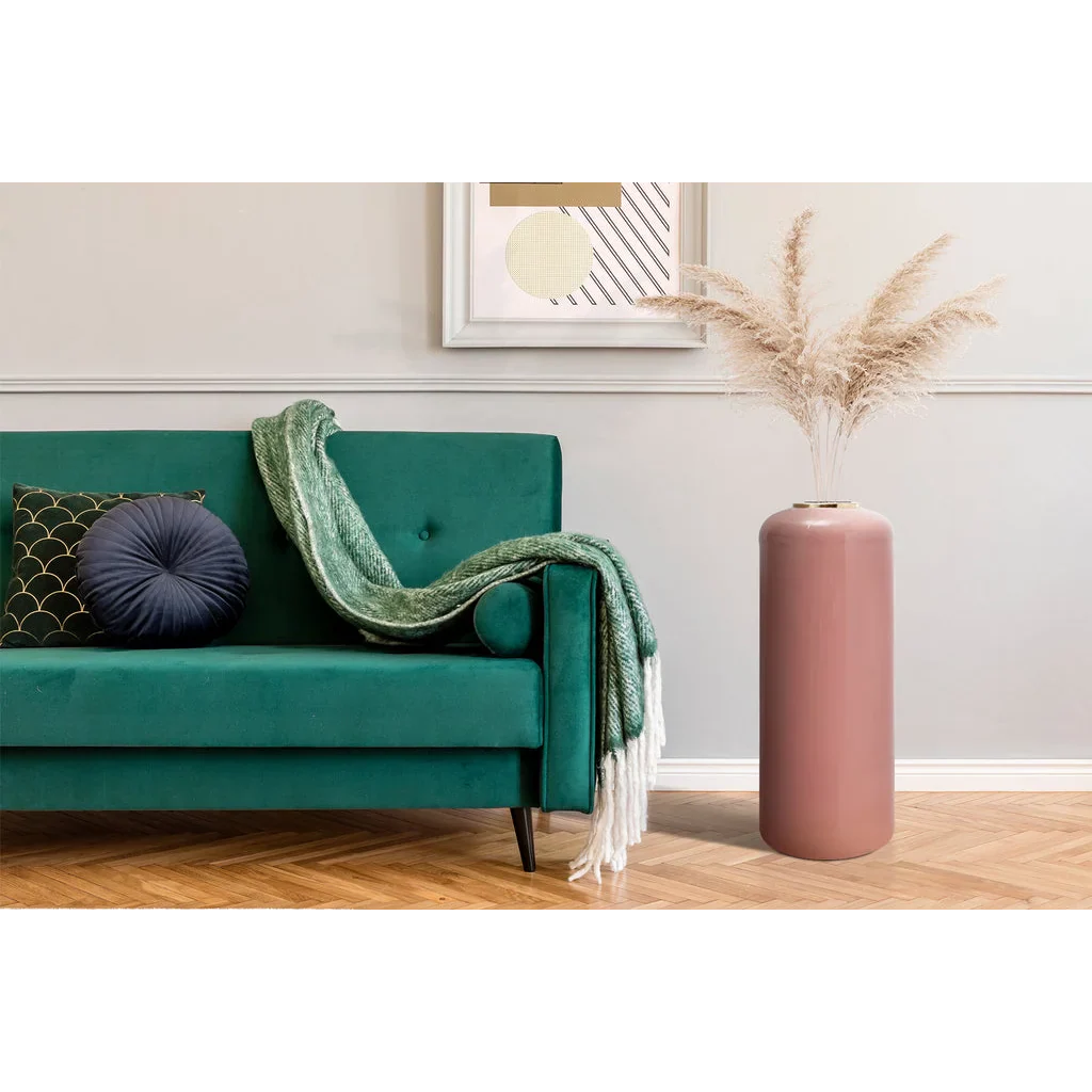 Canapé en velours vert teal avec coussins décoratifs et couverture verte pour Bodenvase Art Deco 180 Rosa Gold