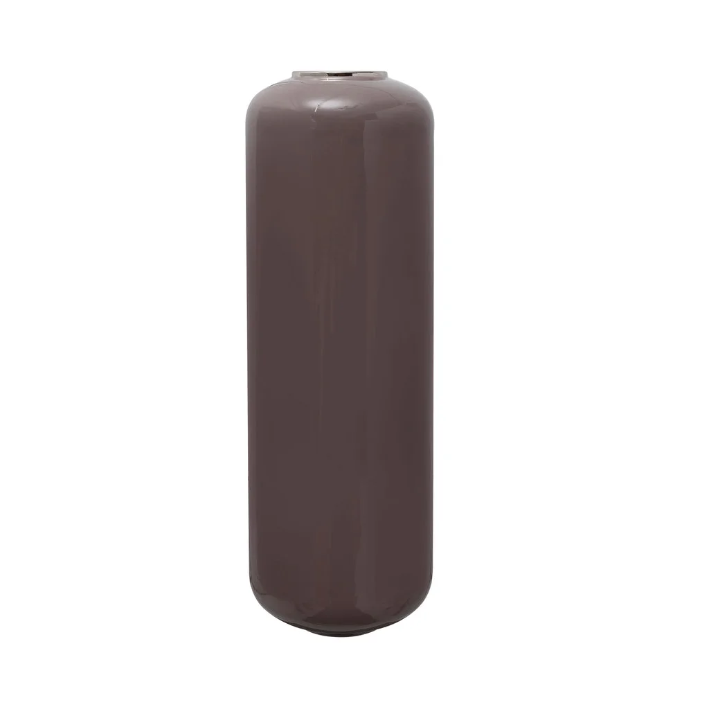 Vase Bodenvase Art Deco 190 Grau Silber, cylindre sombre, surface lisse et réfléchissante