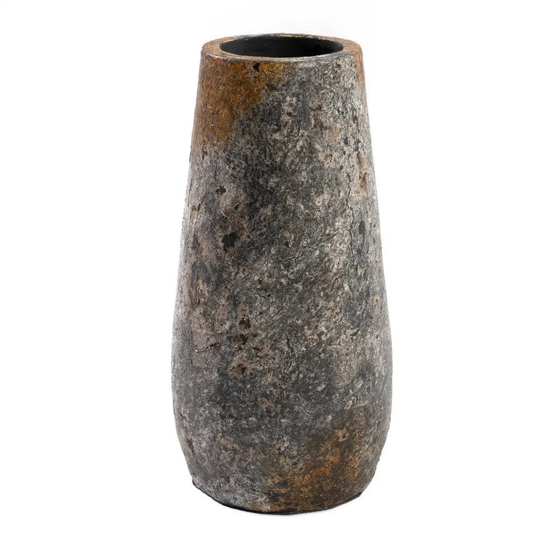 Vase en terre cuite gris antique 31 cm étroit décoratif - M