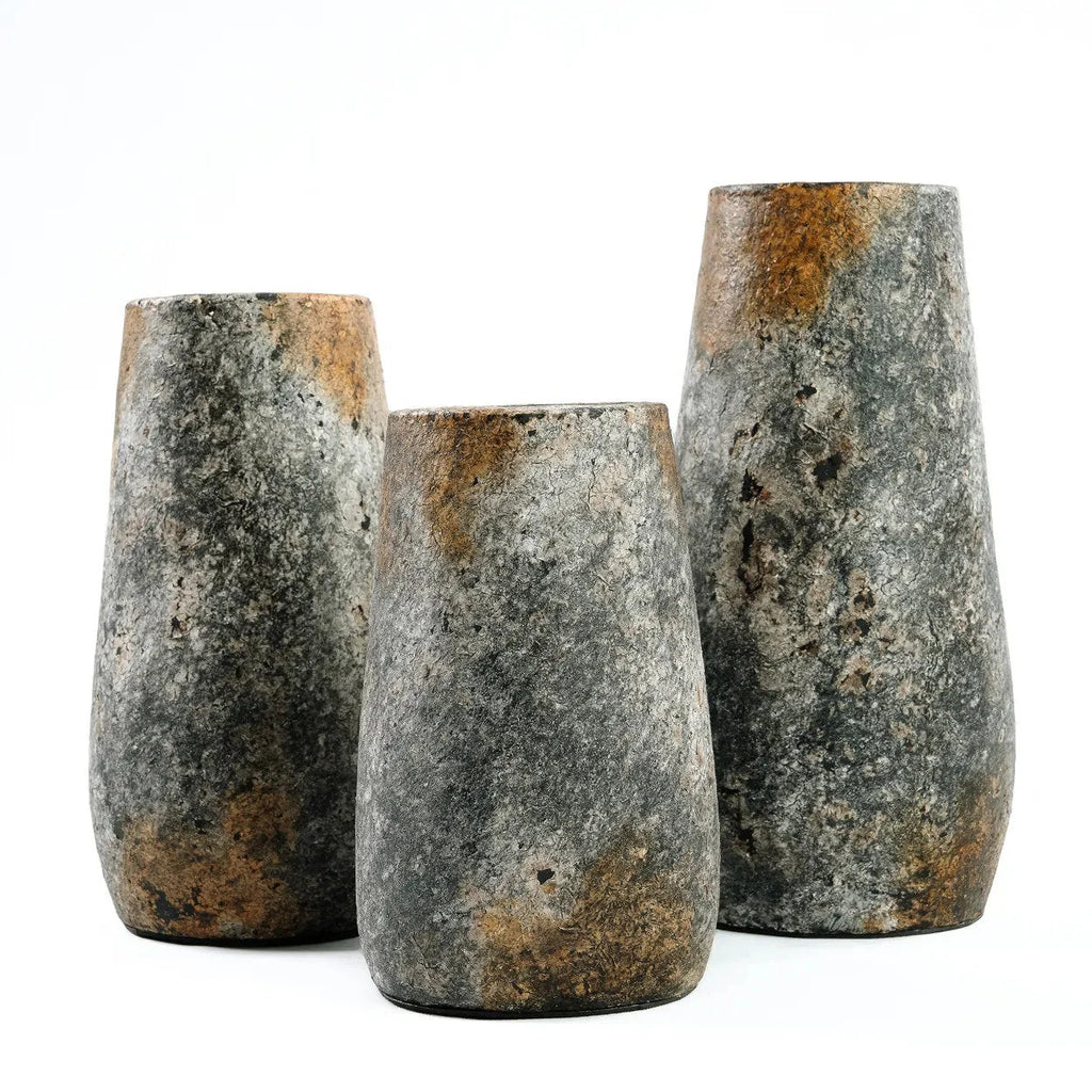 Vase en terre cuite gris antique 31 cm étroit décoratif