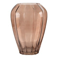 Vase en verre marron translucide Ø22x29 cm, design cannelé géométrique