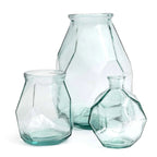 Vase en verre recyclé bleu forme origami 19 cm