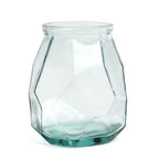 Vase en verre recyclé bleu forme origami 19 cm