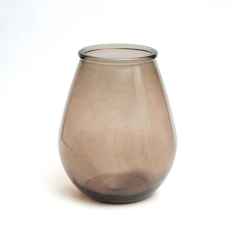 Vase en verre recyclé brun translucide ovale – H23 cm