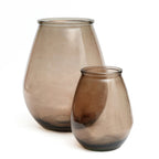 Vase en verre recyclé brun translucide ovale – H23 cm