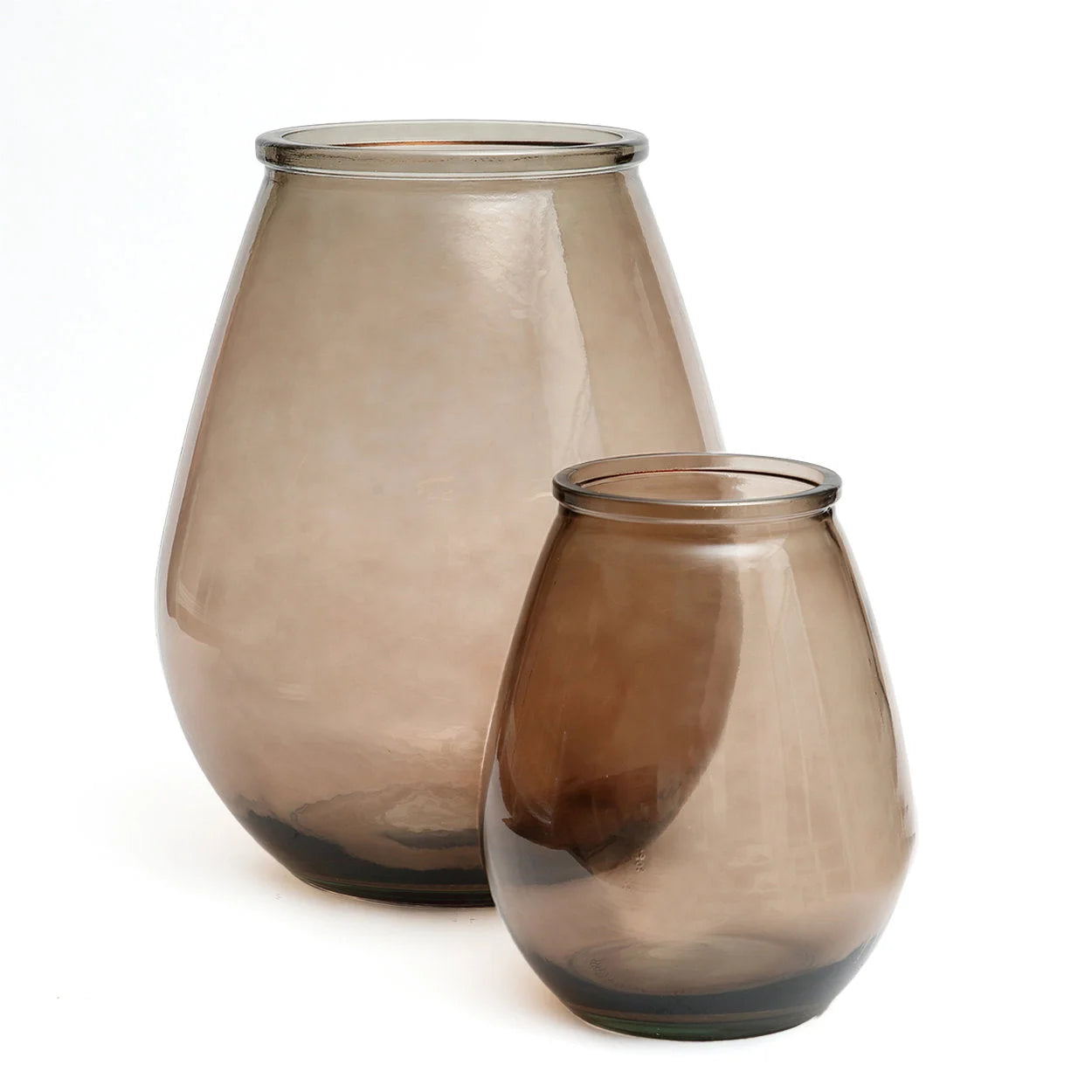 Vase en verre recyclé marron translucide forme ovale – H35,5 cm