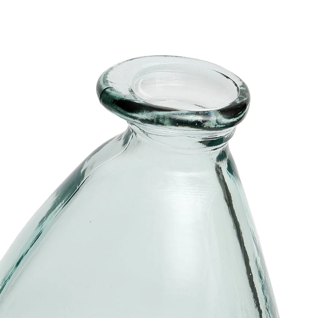 Vase en verre recyclé transparent forme organique bleu – H36 cm