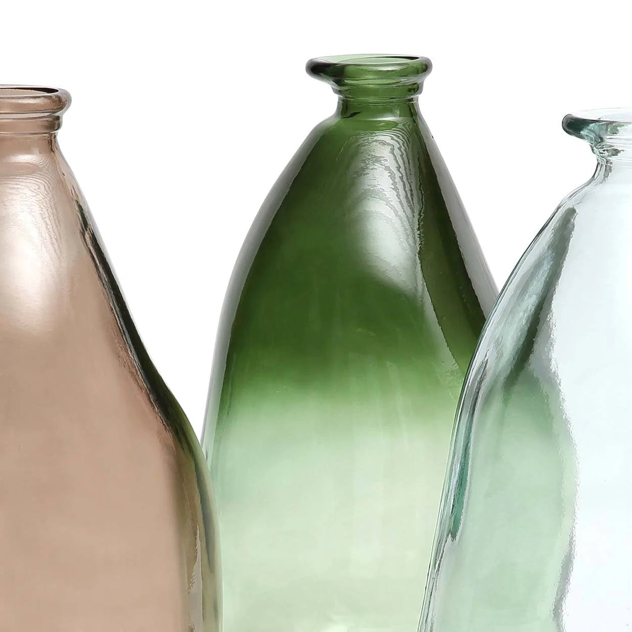 Vase en verre recyclé transparent forme organique bleu – H36 cm