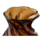 Vase en verre soufflé torsadé brun fumé, H18,5 cm, motif marbré tourbillonnant