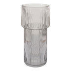 Vase en verre soufflé transparent rond Ø17,5x40 cm à texture cannelée