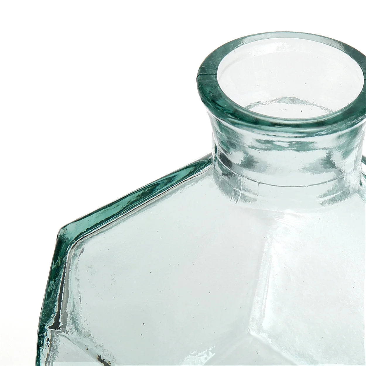 Vase en verre transparent forme géométrique bleue – H18 cm