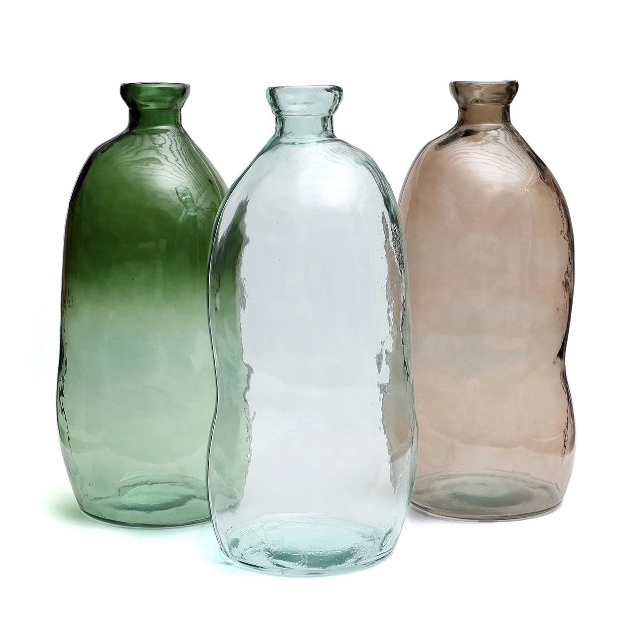 Vase en verre transparent gris silhouette ondulée – H73 cm