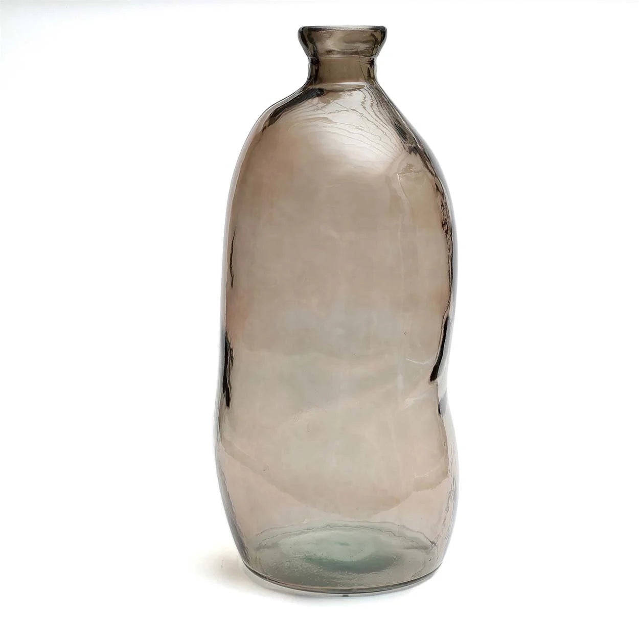 Vase en verre transparent gris silhouette ondulée – H73 cm