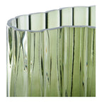 Vase en verre vert olive translucide cannelé ondulé H26,5 cm