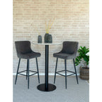 Table de bar en marbre blanc avec tabourets en velours gris foncé pour décoration moderne