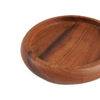Bol en bois de teck rond, grain naturel et tons chauds bruns