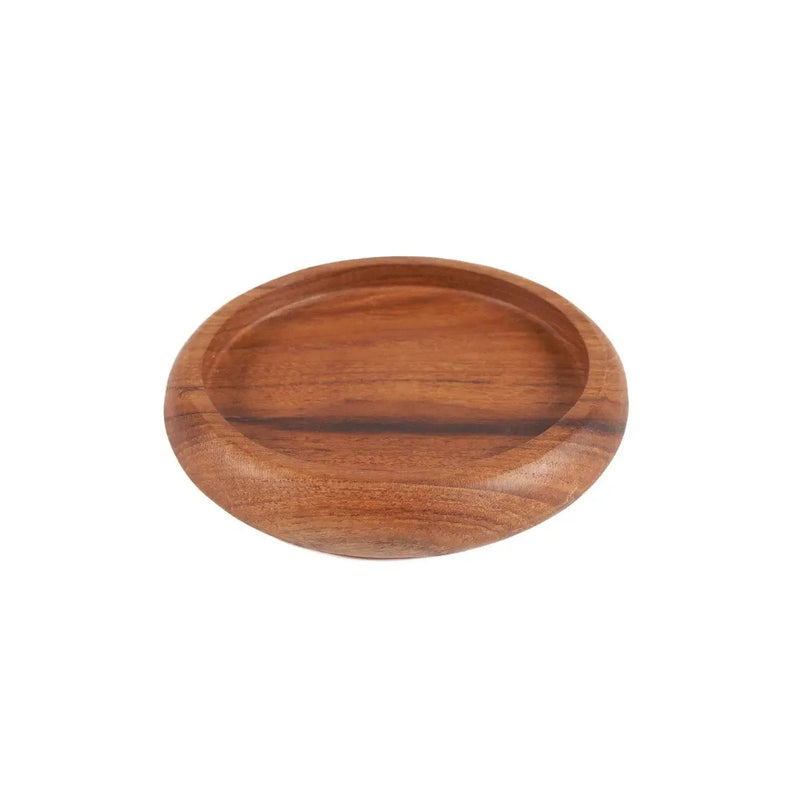 Sous-verre en bois de teck rond finition naturelle