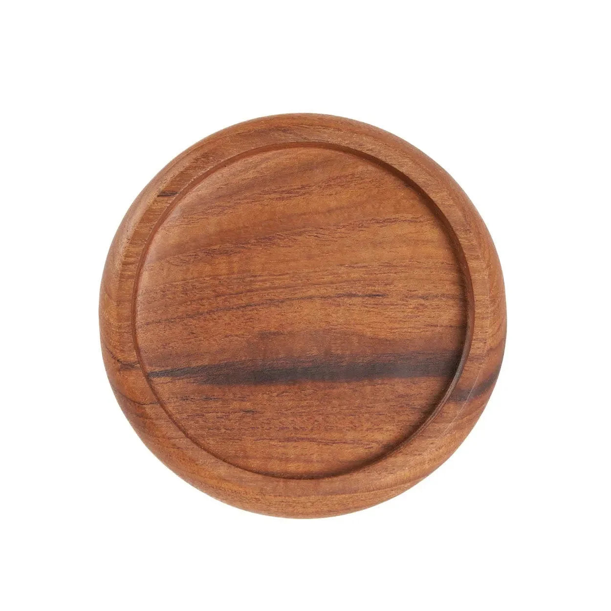 Sous-verre en bois de teck rond, grain naturel brun