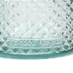 Verre facetté en verre recyclé bleu à base texturée