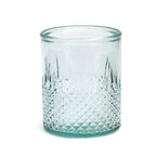 Verre facetté en verre recyclé bleu à base texturée