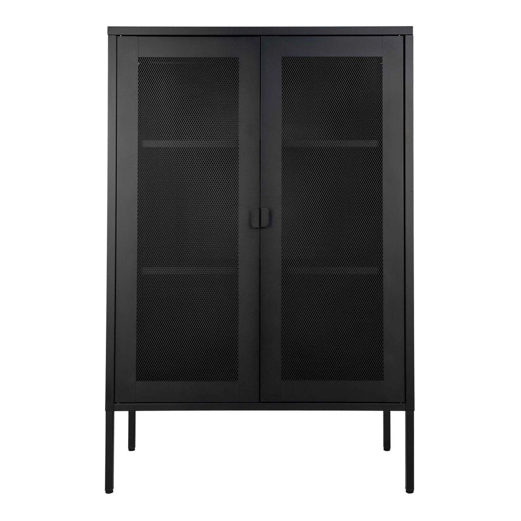 Vitrine en métal noir ajouré à portes grillagées 80x40 cm