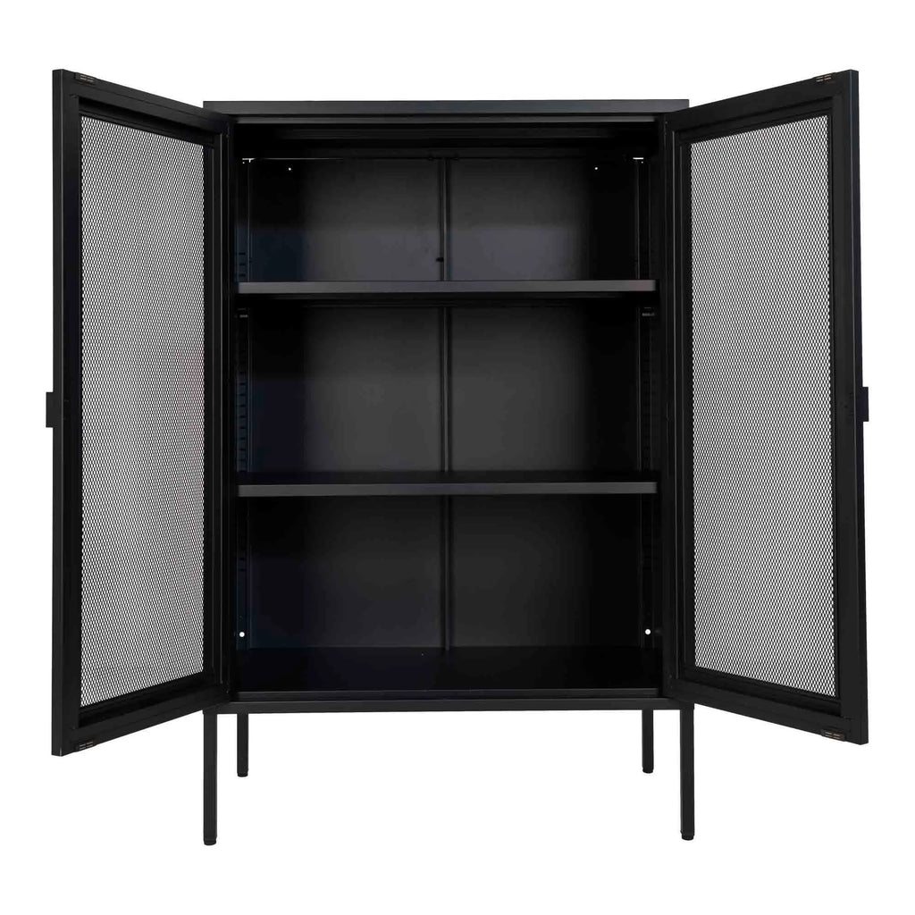 Vitrine en métal noir ajouré à portes grillagées 80x40 cm