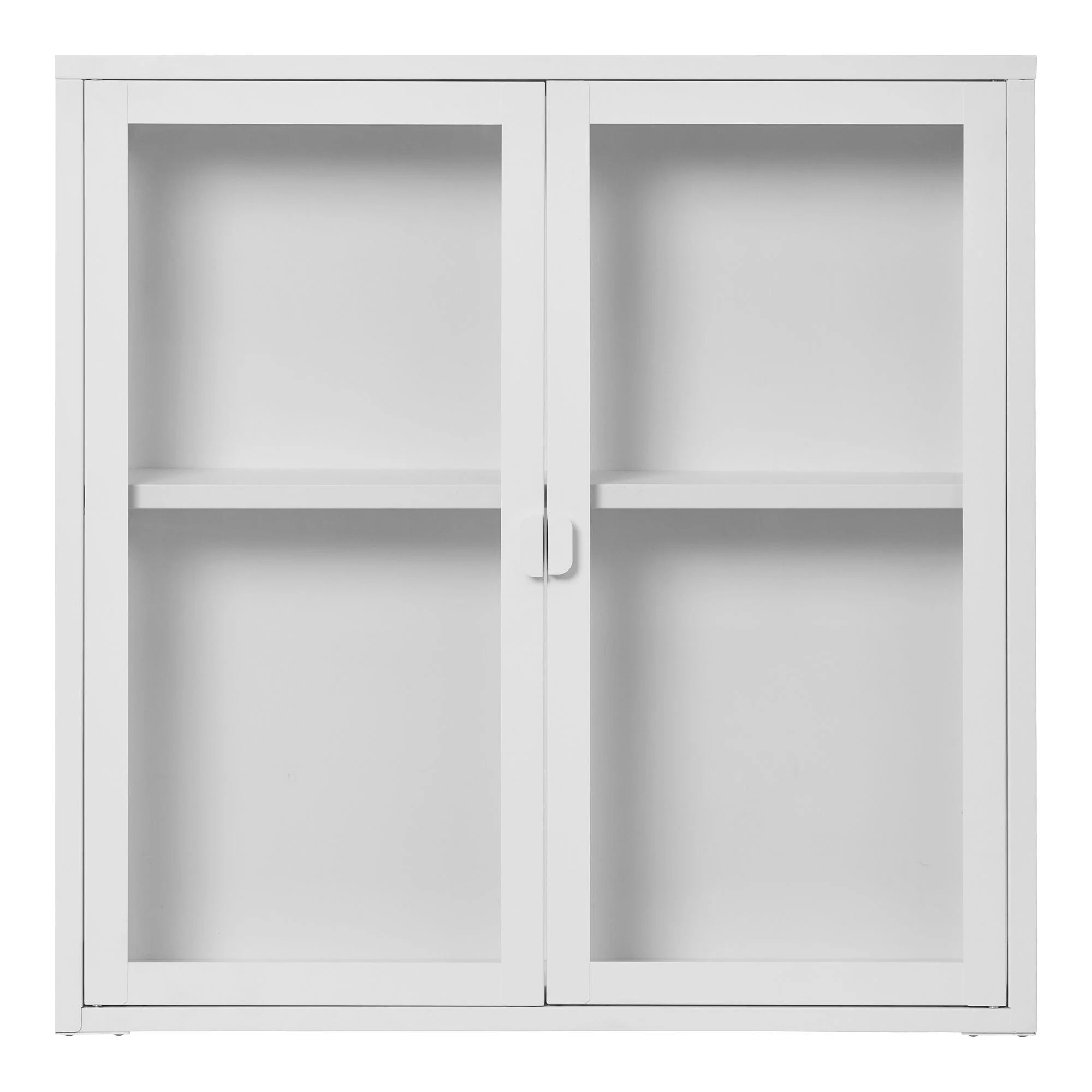 Vitrine murale blanche en métal et verre, 80x18 cm, double porte